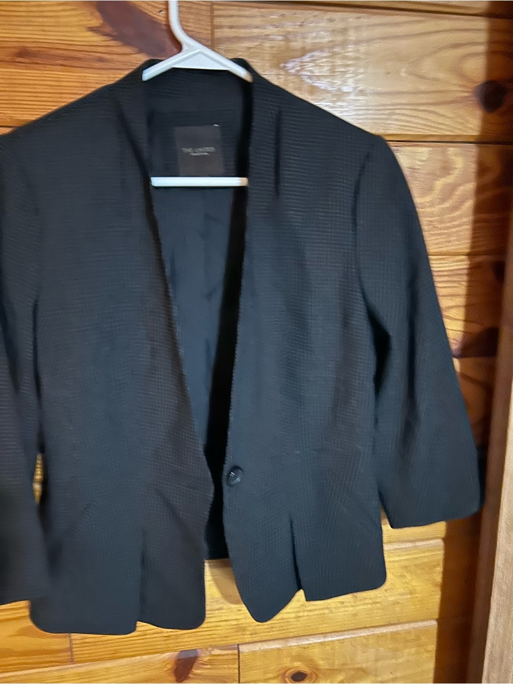 The Limited Black Textured Single-Button Blazer